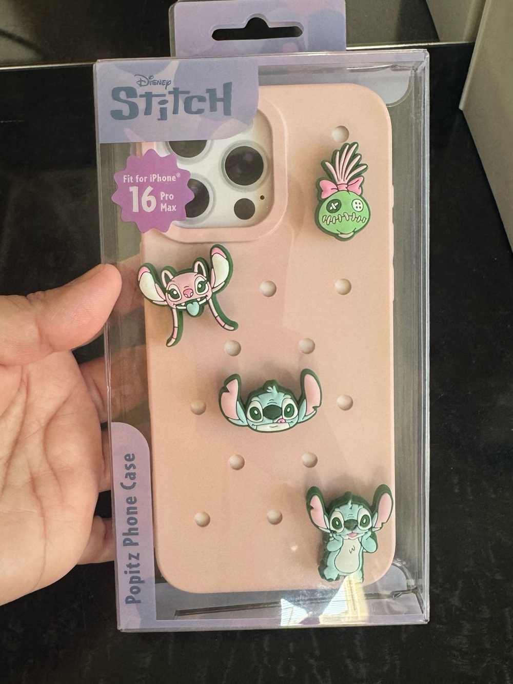 Disney Pink Stitch Popitz Phone Case with Green Character Charms